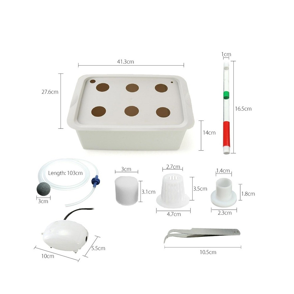 Kit per coltivazione IDROPONICA 4496 con box a 6 fori 41.3 x 27.6 cm