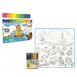Image of Tappeto gioca e colora 121767 OCEANO lavabile 50 x 50 cm 12 pennarelli inclusi 8435524501764