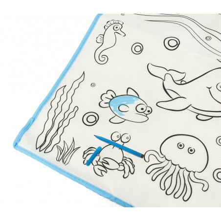 Tappeto gioca e colora 121767 MARE lavabile 50 x 50 cm pennarelli inclusi