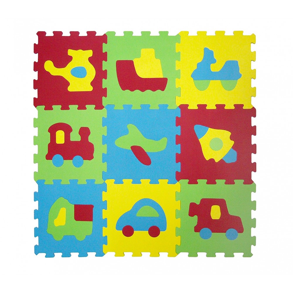  Tappeto puzzle 9 pz morbido da gioco componibile 1130 VEICOLI 84x84x1cm