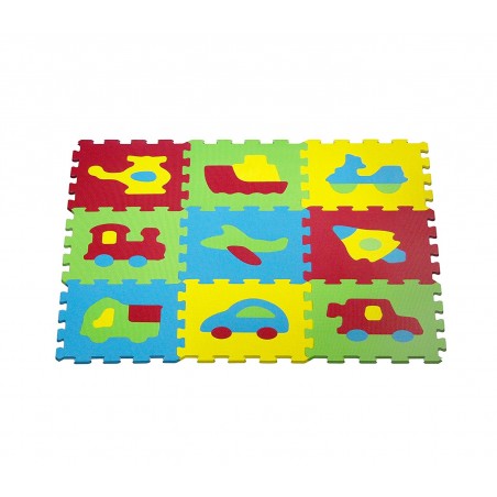  Tappeto puzzle 9 pz morbido da gioco componibile 1130 VEICOLI 84x84x1cm