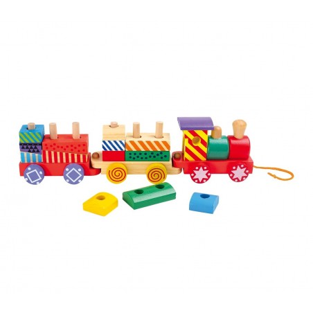 Trenino puzzle 404248 in legno da trainare TEOREMA con forme ad incastro 
