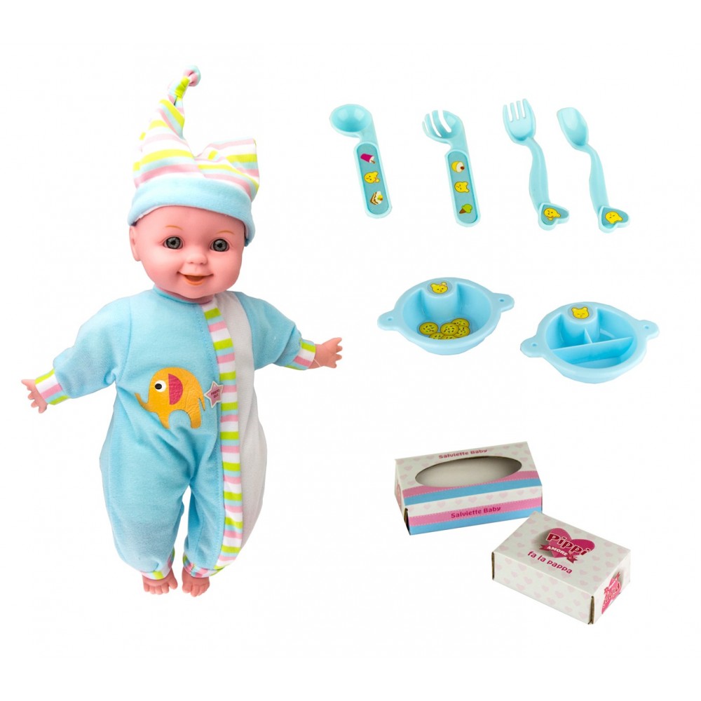 Bambola PIPPI AMORE 103531 con set per la pappa 10 diversi suoni