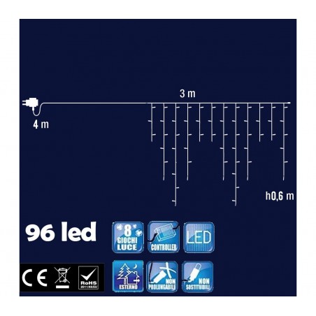 Luci natalizie Tenda 96 LED 561283 LUCE FREDDA da esterno giochi di luce Luci natalizie Tenda 96 LED 561283 LUCE FREDDA da esterno giochi di luce