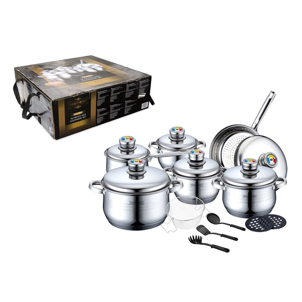 Set batteria di pentole RL-1802 ROYALTY LINE in acciaio inox 18 pezzi 