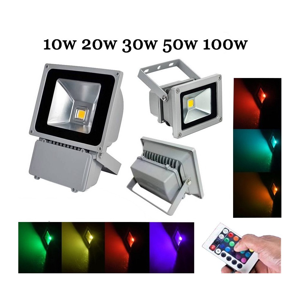 Faro a led RGB faretto multicolore con telecomando 10w 20w 30w 50w 100w