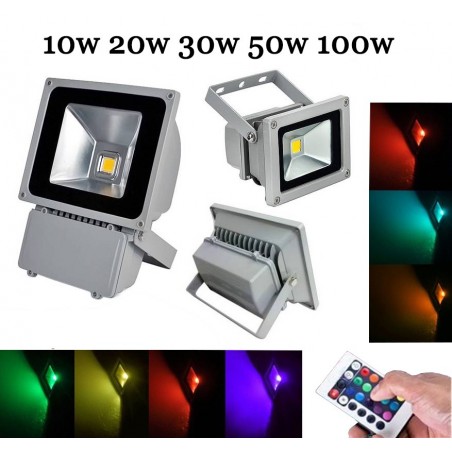 Faro a led RGB faretto multicolore con telecomando 10w 20w 30w 50w 100w