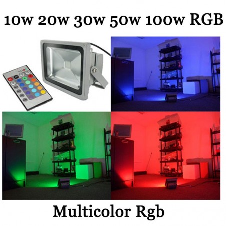 Faro a led RGB faretto multicolore con telecomando 10w 20w 30w 50w 100w