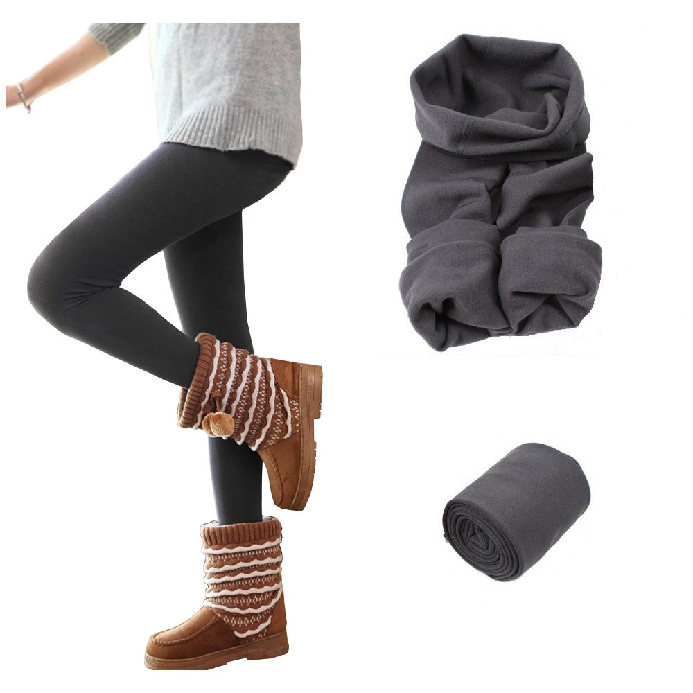 Image of Leggings Donna F3088 Effetto Termico Interno Felpato Elasticizzato Fuseaux Grigio S/M052