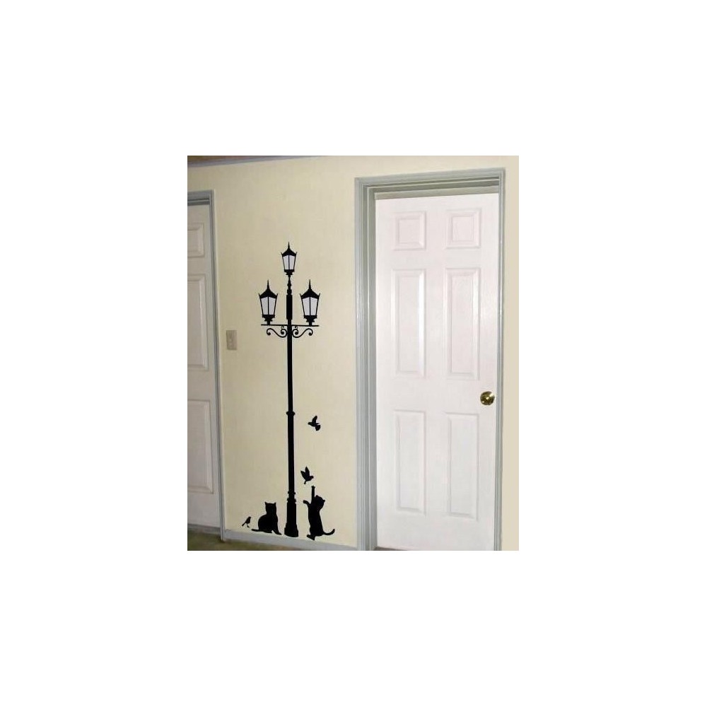 Adesivo decorativo con gatti e lampione sticker...