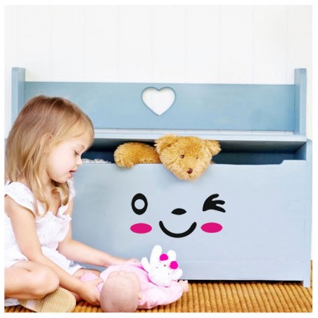 Set 3 stickers con faccine adesivi arredare casa frigo wc armadi vetri