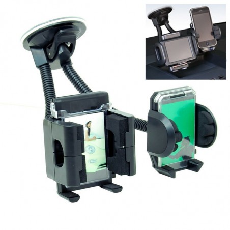 Doppio supporto flessibile universale per smartphone gps mp3 compatibile samsung apple regolabile