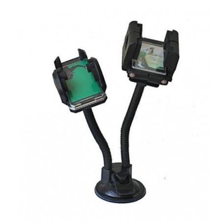 Doppio supporto flessibile universale per smartphone gps mp3 compatibile samsung apple regolabile