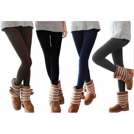 Set 5 leggings donna F3088 effetto termico interno felpato elasticizzato collant