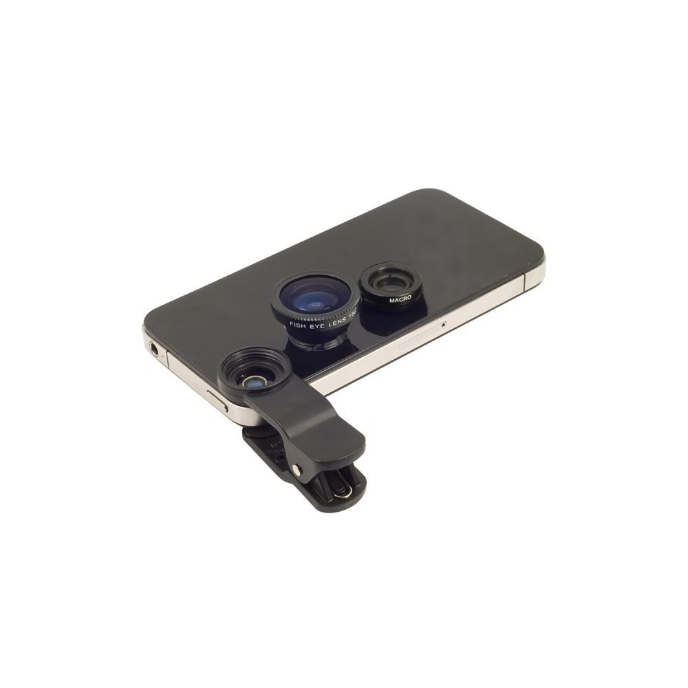 Set 2 lenti per obiettivo smartphone con 3 effetti e pinza universali FishEye Grandangolo Macro