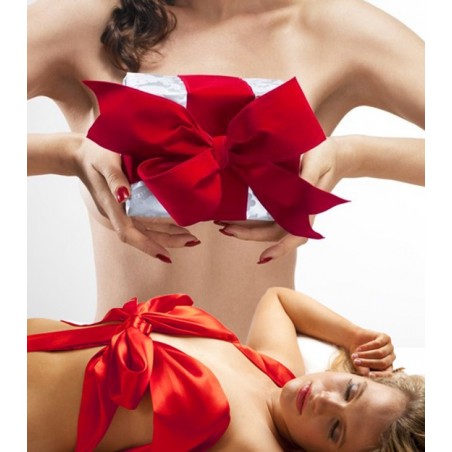 Fiocco sexy da indossare completino intimo a forma di fiocco di raso rosso