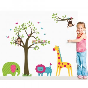 Image of Adesivo decorativo con animali e giungla sticker murale da parete 90 X 60 cm 8025676637550
