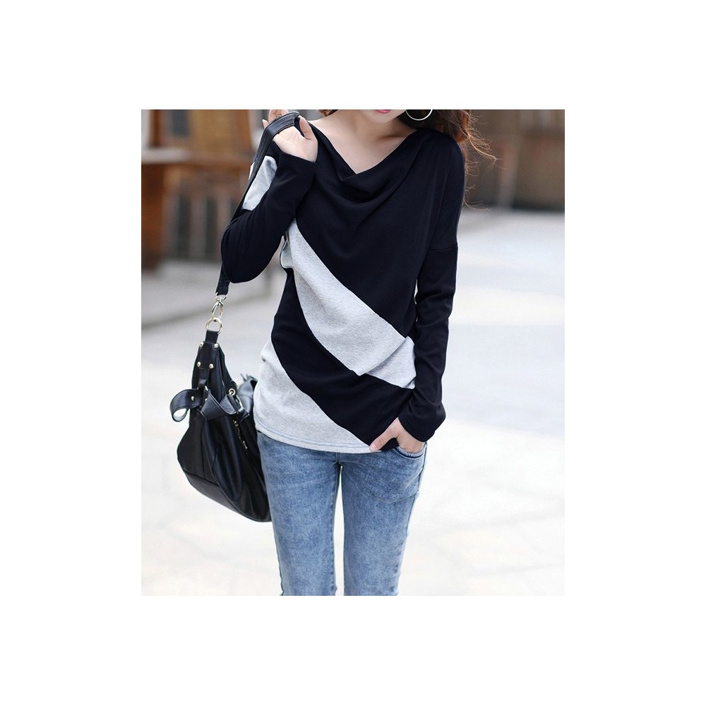 Maglia manica lunga mod. Eclipse con strisce oblique a contrasto vari colori
