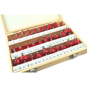 Image of Frese pantografo punte lavorazione legno set 30 pezzi in box gambo 6mm 8017485967461
