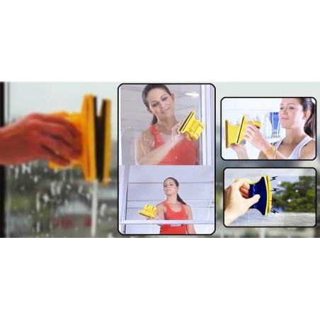 Lavavetri magnetico doppia spazzola e azione pulisci su entrambi i lati  Lavavetri magnetico doppia spazzola e azione pulisci su entrambi i lati