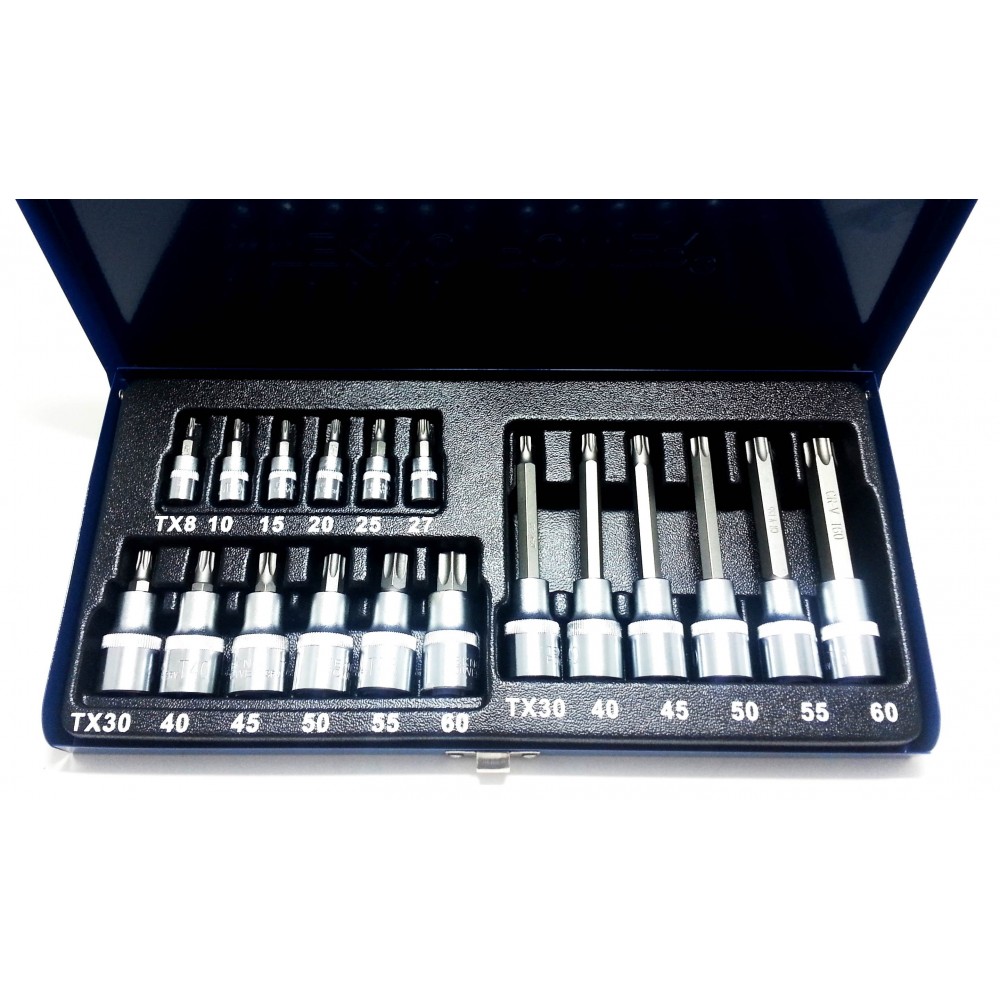 Set 18 pz chiavi bussole con inserti torx in valigetta