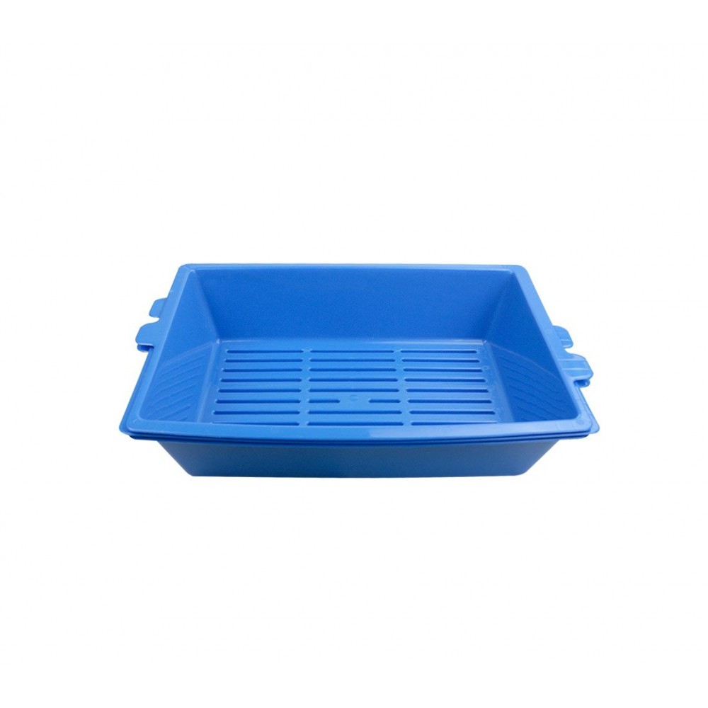 Lettiera con sistema auto-pulente a 180° a tre vaschette  da 42 cm con bordi