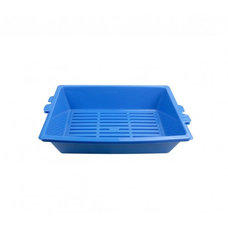 Lettiera con sistema auto-pulente a 180° a tre vaschette  da 42 cm con bordi