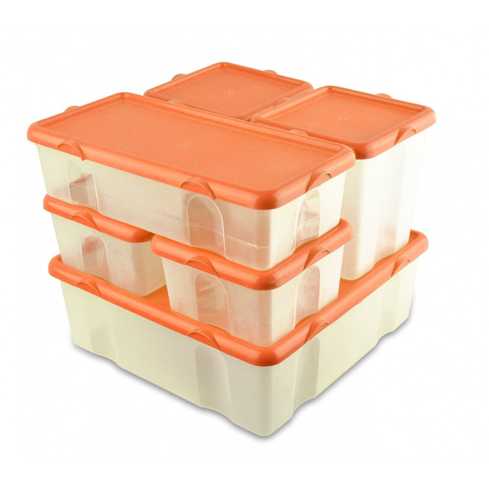 Set 6 contenitori in plastica FRESH BOX 073896 con coperchi ermetici 