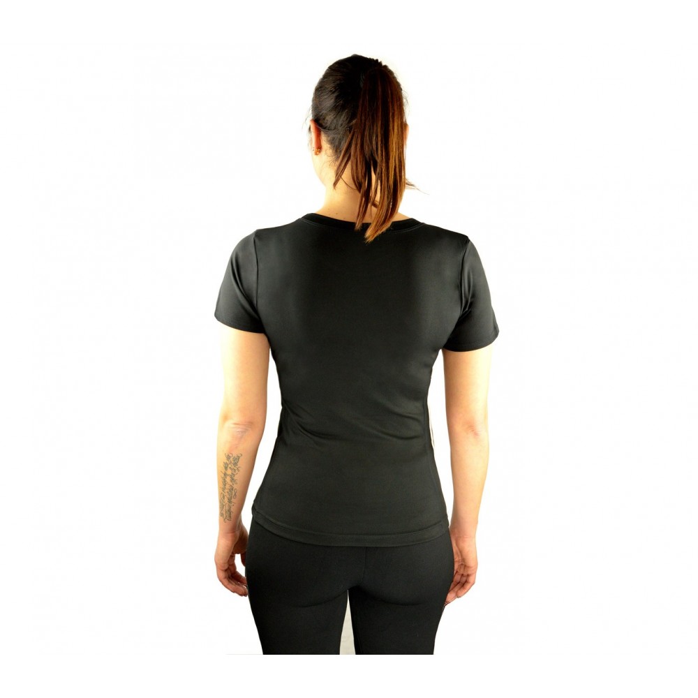 Maglia donna running in tessuto traspirante KZ-357 fitness con strisce laterali