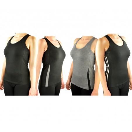 Pack di 4 Canotte da donna running in tessuto traspirante per fitness e sport