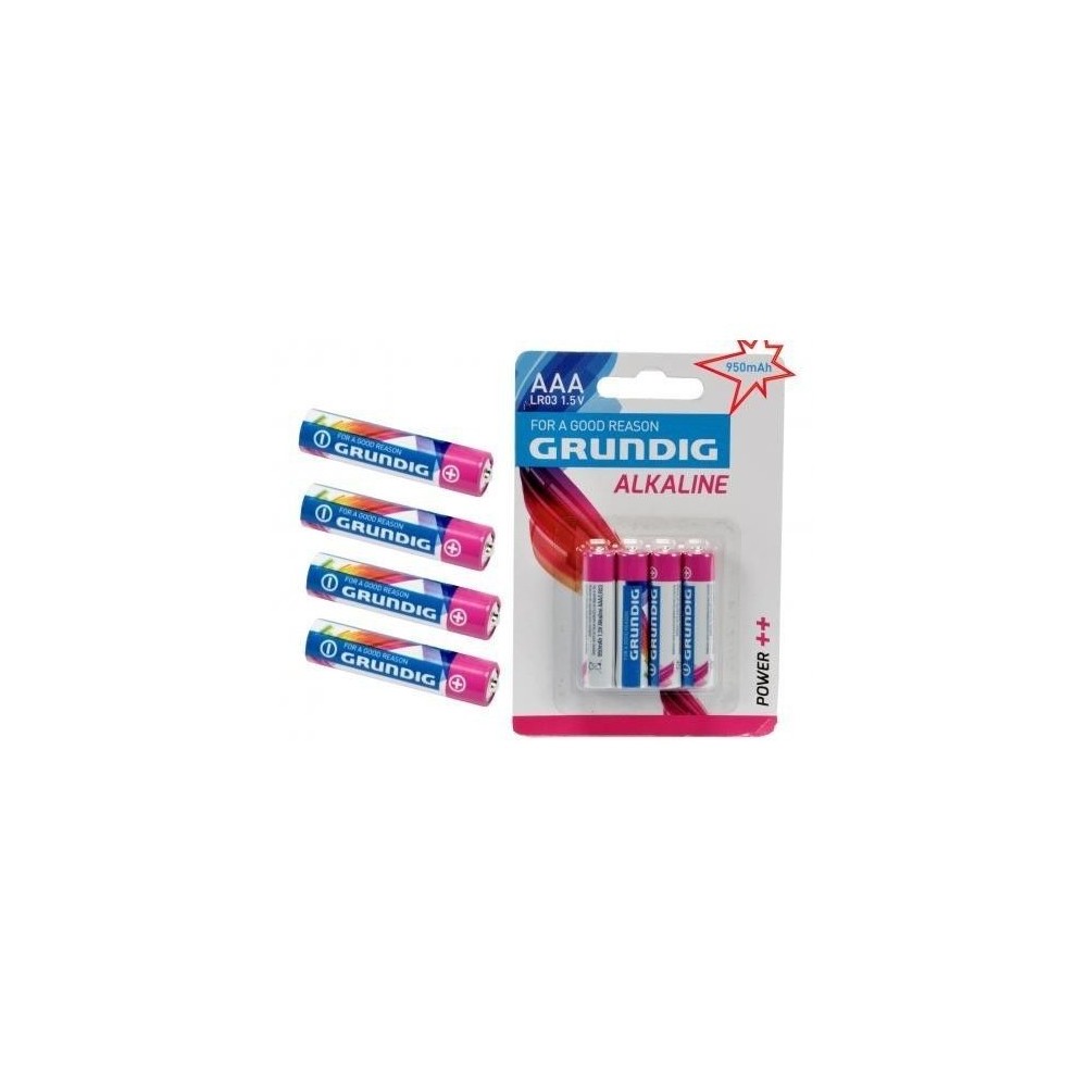 Mini stilo Grundig alcaline formato AAA LR03 1.5V 950 mAh confezione da 4 batterie per tutti i dispositivi elettronici