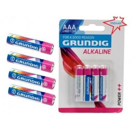 Mini stilo Grundig alcaline formato AAA LR03 1.5V 950 mAh confezione da 4 batterie per tutti i dispositivi elettronici