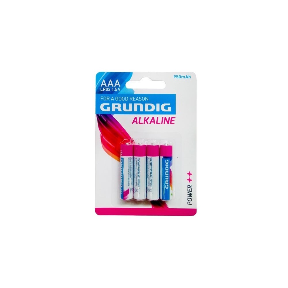 Mini stilo Grundig alcaline formato AAA LR03 1.5V 950 mAh confezione da 4 batterie per tutti i dispositivi elettronici