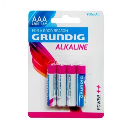 Mini stilo Grundig alcaline formato AAA LR03 1.5V 950 mAh confezione da 4 batterie per tutti i dispositivi elettronici