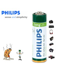 Image of Pack da 16 stilo Philips Long Life AA R6 1.5V Zinco Carbone confezione risparmio 8024365487452
