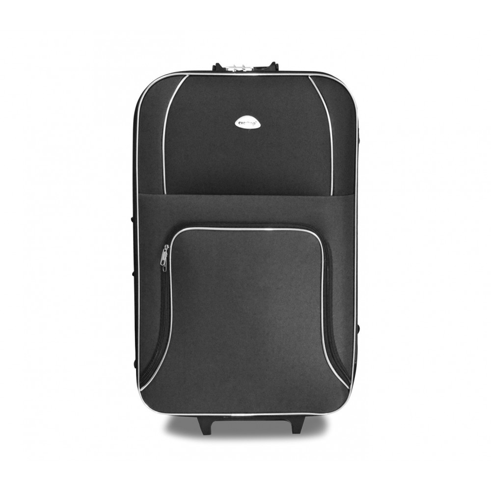 Set 3 Trolley 383458 EVERTOP tessuto semirigido NERO con combinatore 2 ruote