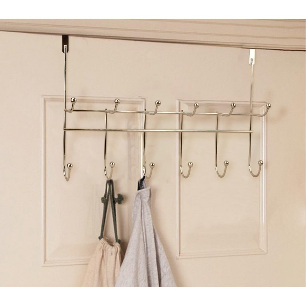 Appendiabiti da porta con ganci 364154 12 posti in metallo cromato