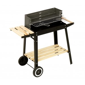 Barbecue a carbonella 429754 58x33x68 cm BBQ acciaio e legno con ruote