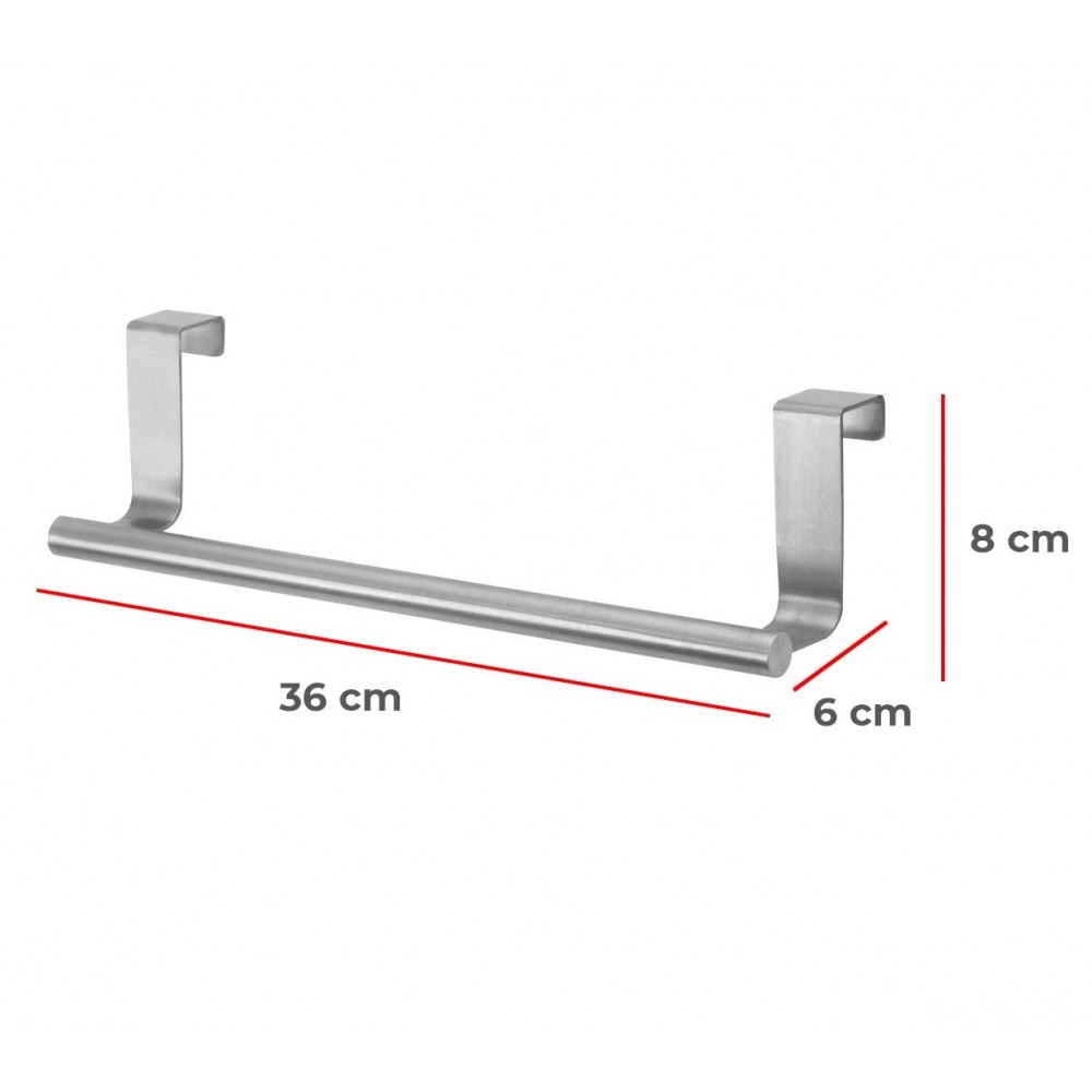 Porta asciugamani salvaspazio 061008 in acciaio 36x8x6 cm appendibile ad anta