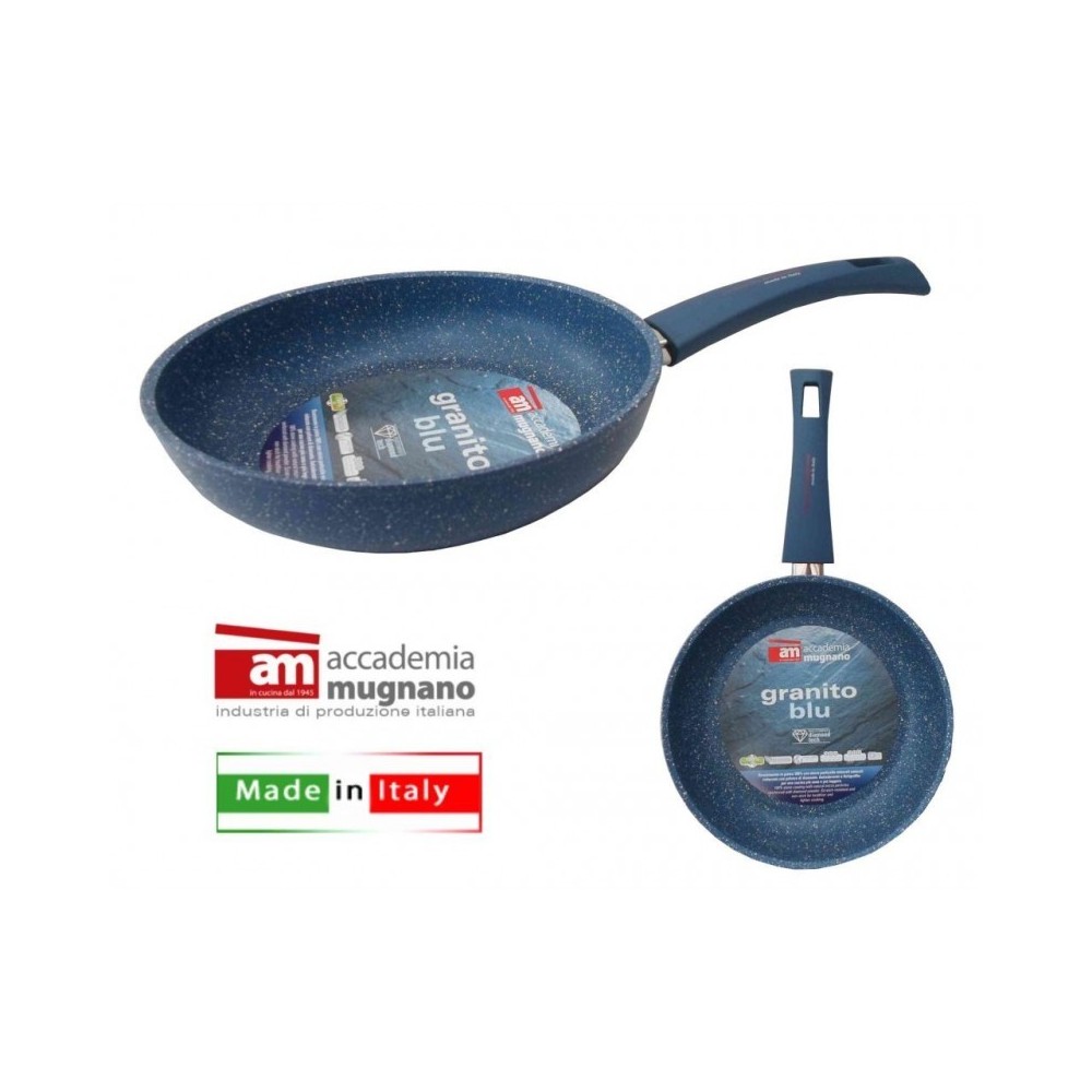 Padella antiaderente 22 cm con rivestimento Diamond Tech effetto pietra Accademia Mugnano Linea GRANITO BLU