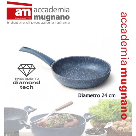 Padella antiaderente 24 cm con rivestimento Diamond Tech effetto pietra Accademia Mugnano Linea GRANITO BLU
