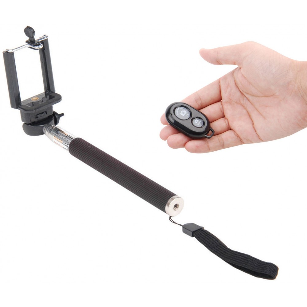 Kit per selfie con asta regolabile e telecomando bluetooth a portachiavi remote shutter per autoscatti foto