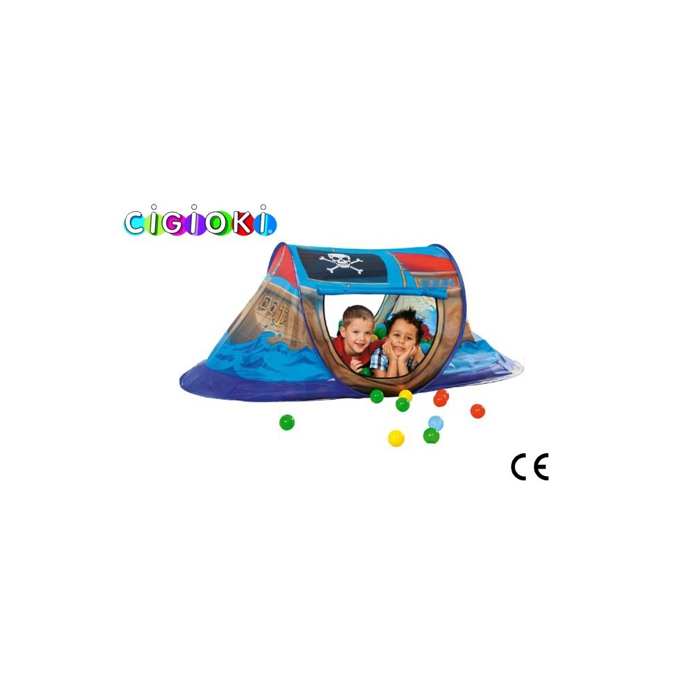 Tenda da gioco rettangolare a forma di nave dei pirati per bambini 127x72x72 cm 