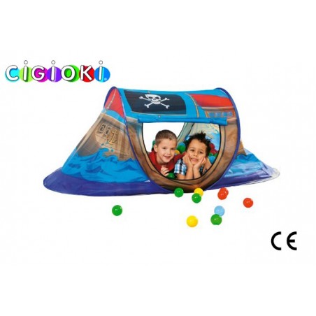 Tenda da gioco rettangolare a forma di nave dei pirati per bambini 127x72x72 cm 