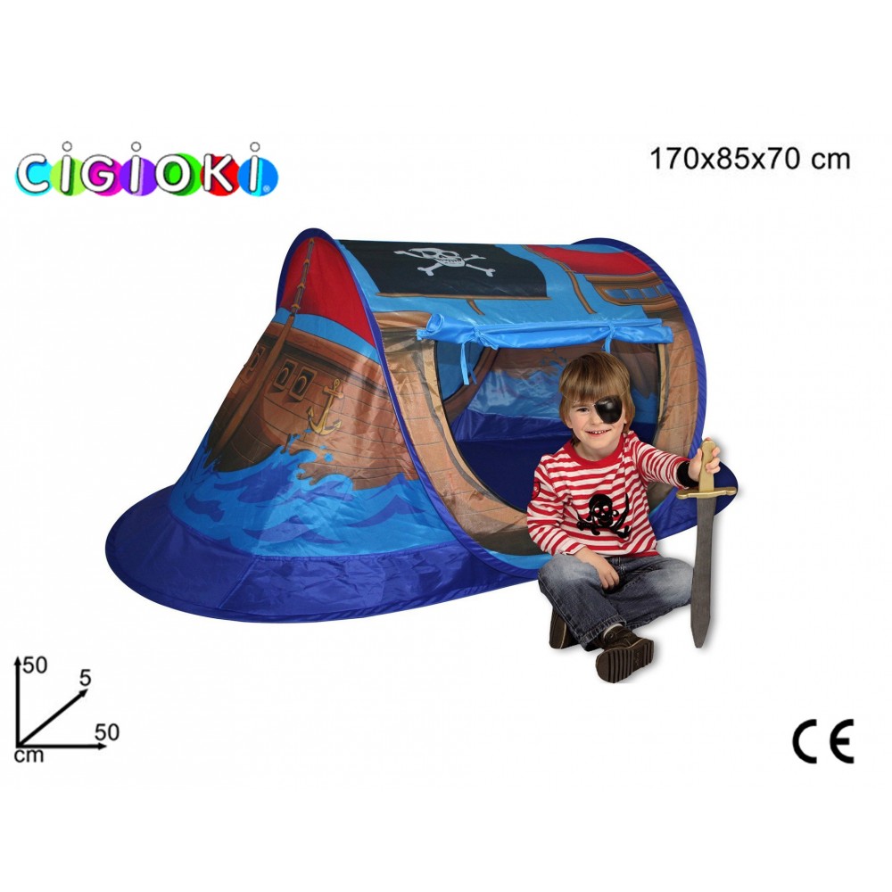 Tenda da gioco rettangolare a forma di nave dei pirati per bambini 127x72x72 cm 