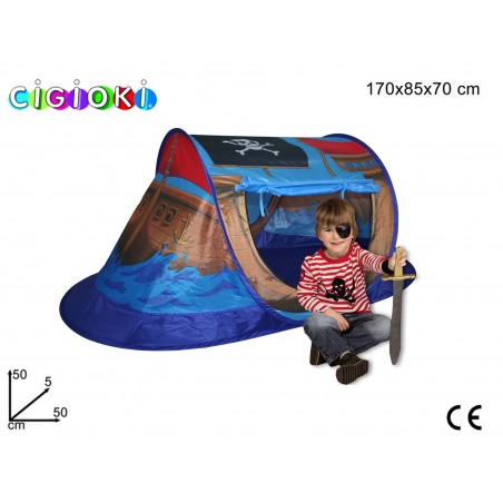 Tenda da gioco rettangolare a forma di nave dei pirati per bambini 127x72x72 cm 
