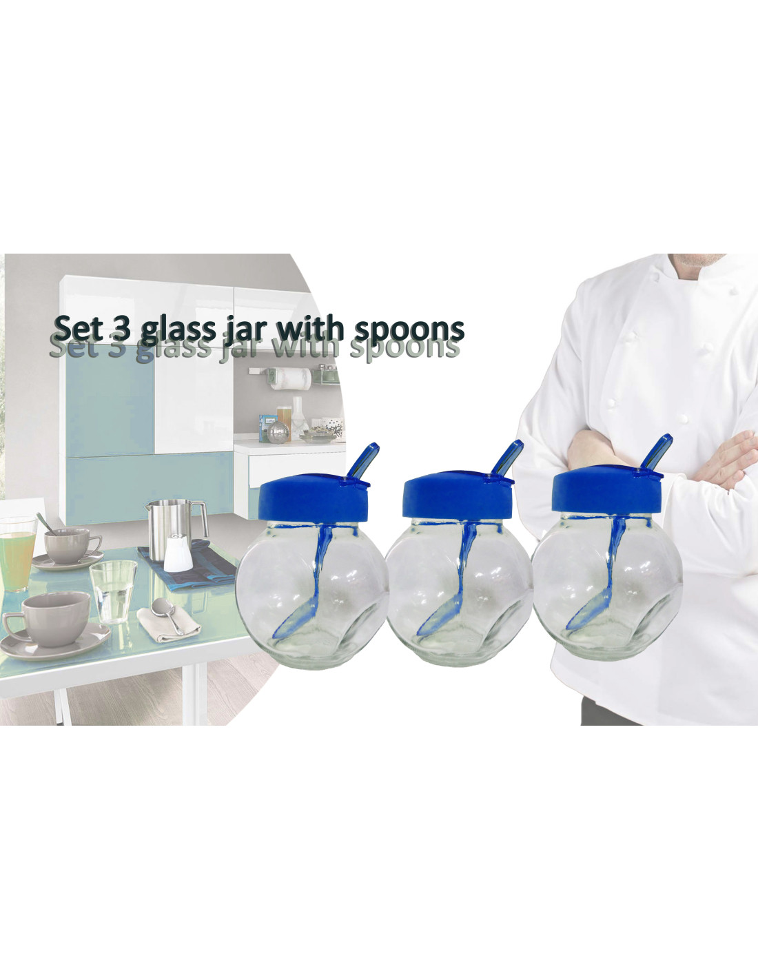 Pebbly Scatola In Vetro Con Coperchio In Bambù E Cucchiaio Dosatore - Quadrata, 800 Ml, Impilabile, Guarnizione In Silicone, Lavabile In Lavastoviglie