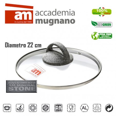 Coperchio in vetro 22 cm Accademia Mugnano Linea CUORE DI PIETRA Mineral Stone Coperchio in vetro 22 cm Accademia Mugnano Linea CUORE DI PIETRA Mineral Stone