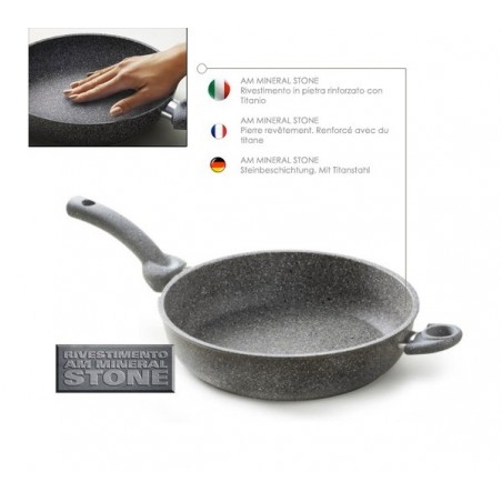 Tegame alto 1 manico 1 maniglia semi fondo 28 cm rivestimento antiaderente in pietra Accademia Mugnano Linea CUORE DI PIETRA 