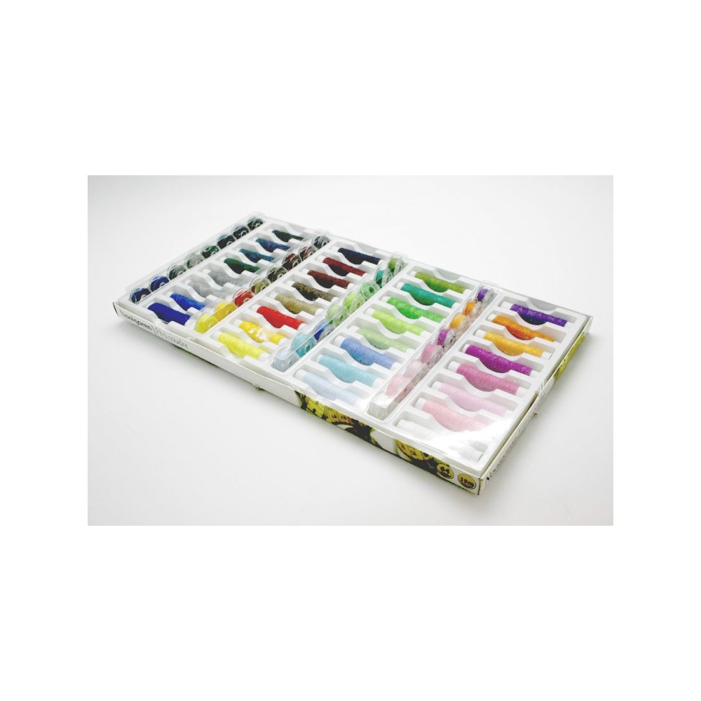 Set colorato 64pz di rocchetti e spole di filo per cucito multiuso in poliestere con custodia